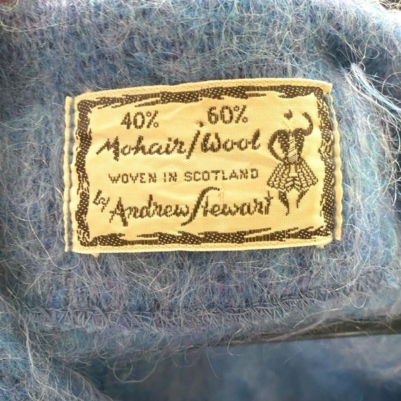 VTG ANDREW STEWART Mohair/Wool Jacket Blue Cardigan 1970’s Scotish Wool Vintage - Picture 6 of 8